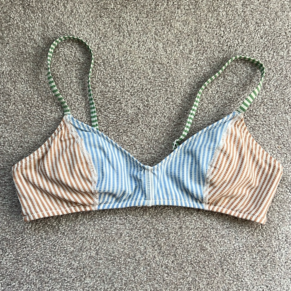 Seersucker multi colored bikini top